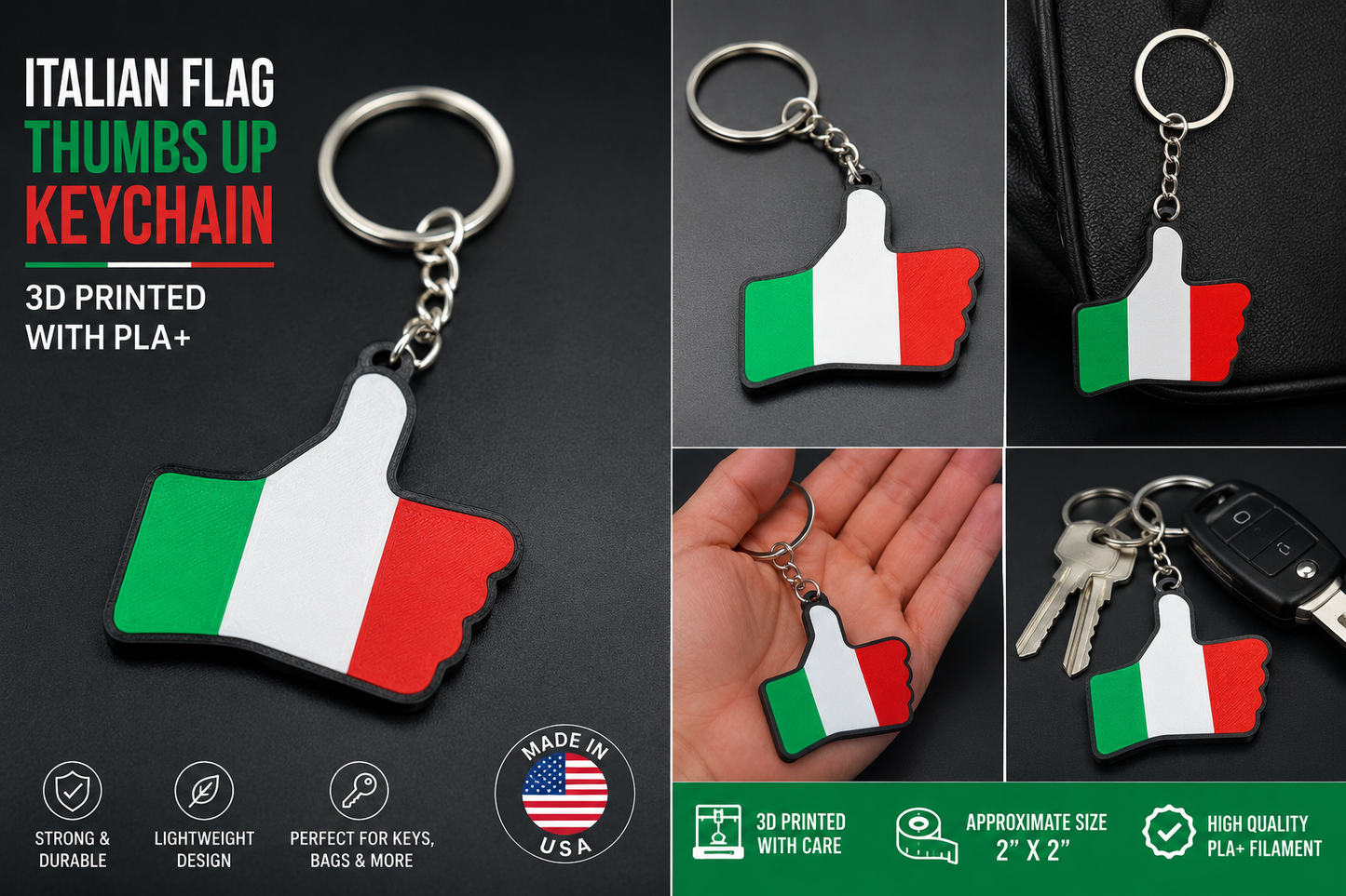 Italian Flag Thumbs Up Keychain