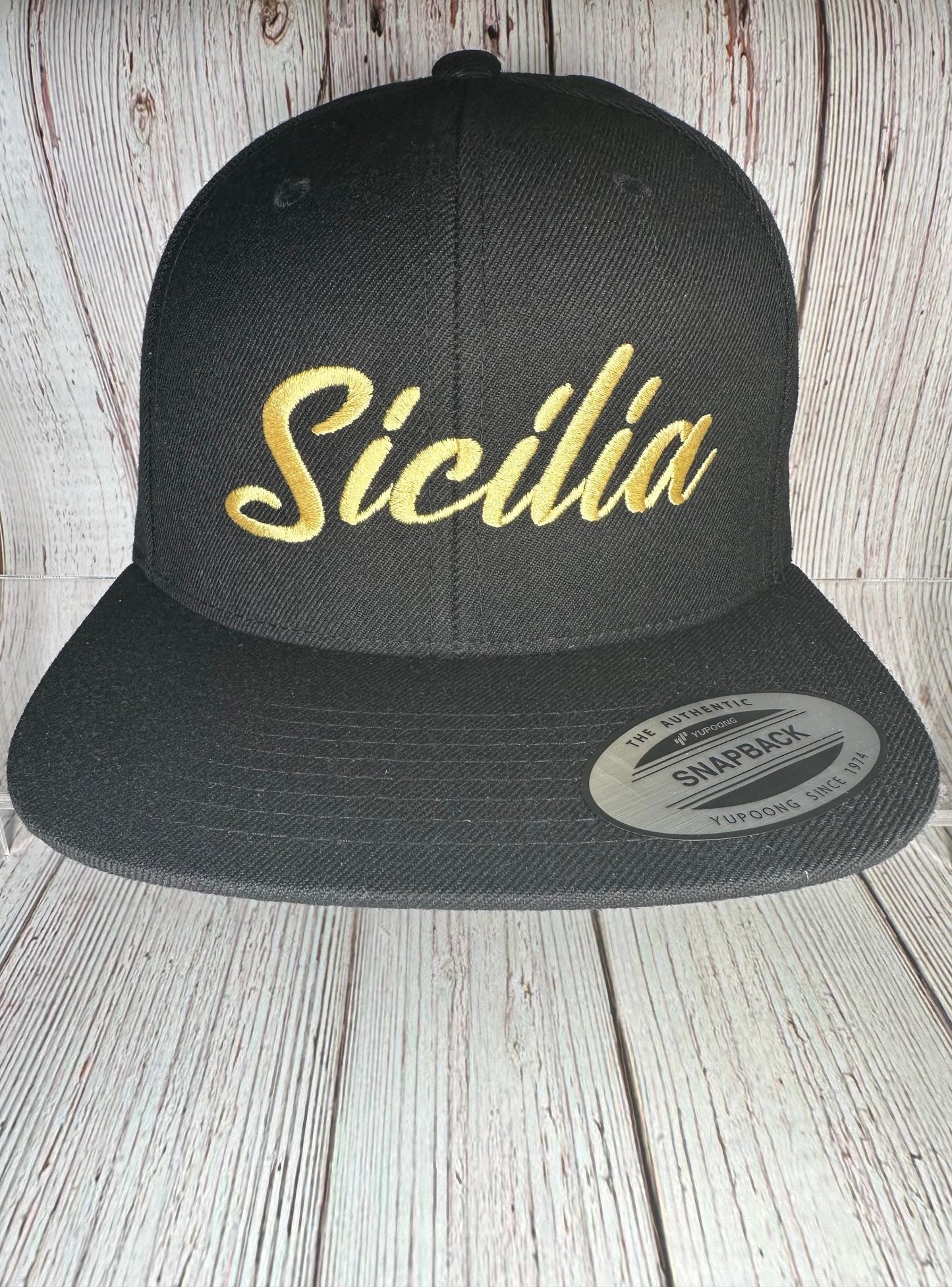 Sicilia" Black SnapBack Hat