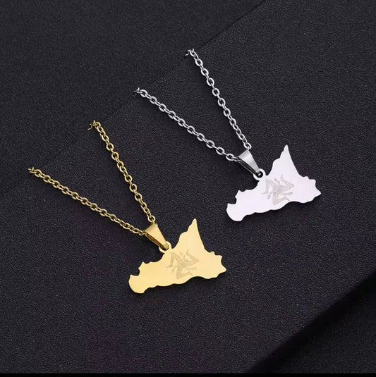 Sicily Flag Pendant & Necklace – Gold or Silver Finish