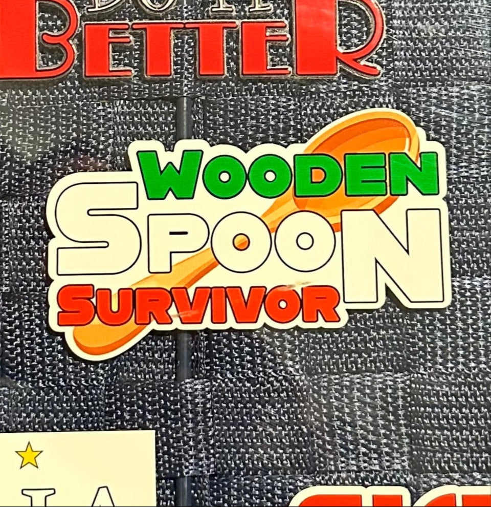 Wooden Spoon Survivor - Durable Weatherproof Vinyl Sticker – UV Rated